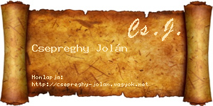 Csepreghy Jolán névjegykártya